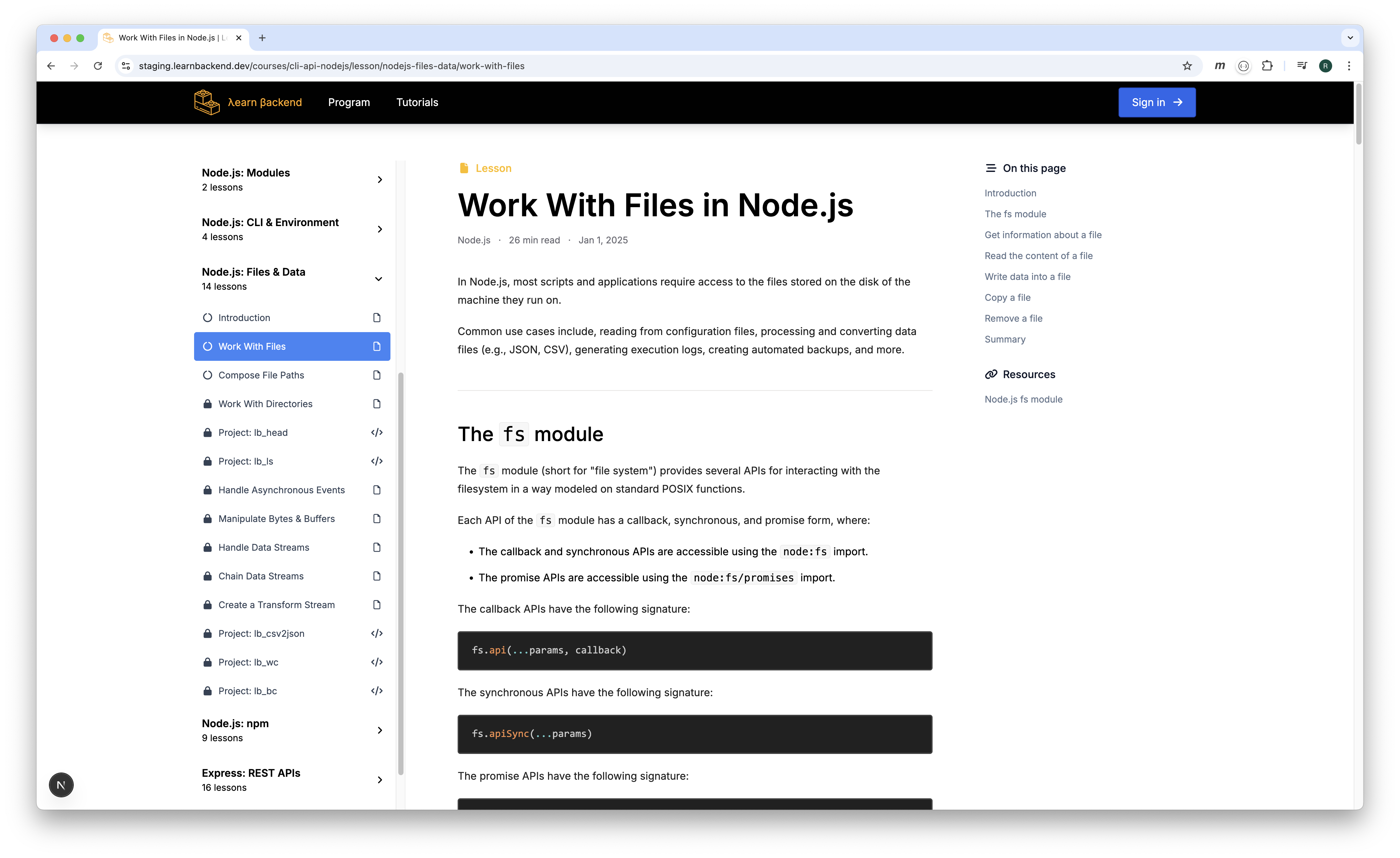 Roadmap and lesson preview